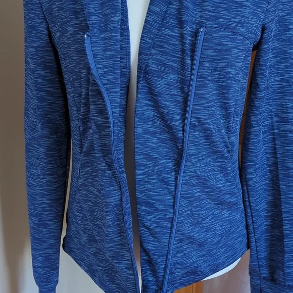 Blue Space Dye Asymmetrical Zipper Athletic Activewear Jacket LARGE Blue - Picture 10 of 13